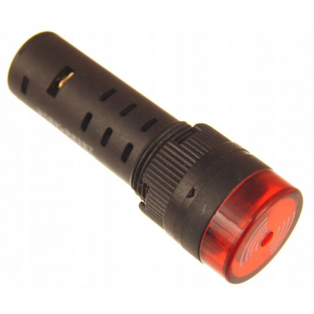 Kontrolka zasilania 16mm 24V czerwona z buzzerem