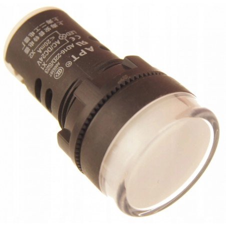 Kontrolka lampka zasilania 22mm 24V biała