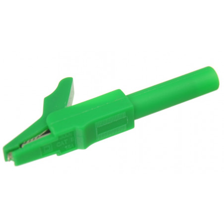 Zacisk krokodylkowy, krokodylek 56mm zielony