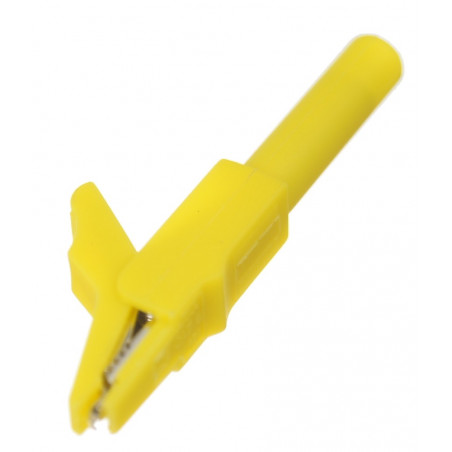 Zacisk krokodylkowy, krokodylek 56mm żółty