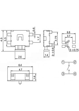 Mikroprzycisk chwilowy TACT SWITCH SMD 4pin GSM