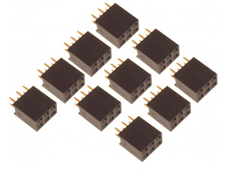 Listwa kołkowa 2x3 żeńska 2,54mm czarna 10 sztuk