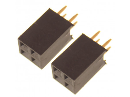 Listwa kołkowa 2x2 żeńska 2,54mm czarna 2 szt.