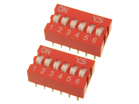 DS-06 DIP SWITCH 6 pozycyjny czerwony 2 szt.
