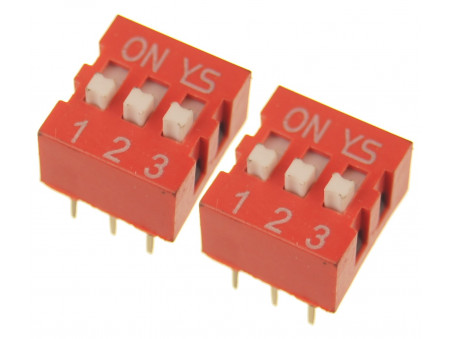 DS-03 DIP SWITCH 3 pozycyjny czerwony 2 szt.