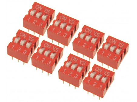 DS-03 DIP SWITCH 3 pozycyjny czerwony 8 szt.