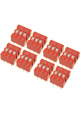 DS-03 DIP SWITCH 3 pozycyjny czerwony 8 szt.