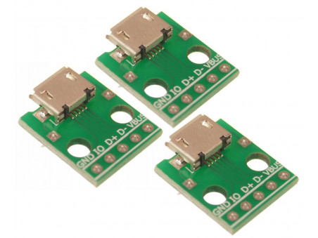 Moduł Mikro USB na dip 5 pin przejściówka 3 szt.