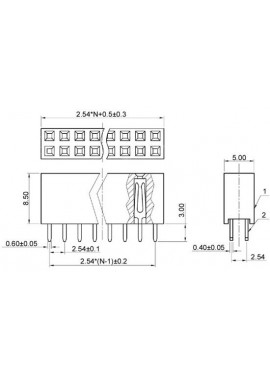 Listwa kołkowa 2x9 żeńska 2,54mm czarna 10 szt.