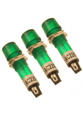 Kontrolka zasilania 10mm XD10-3 zielona 220V 3 szt.