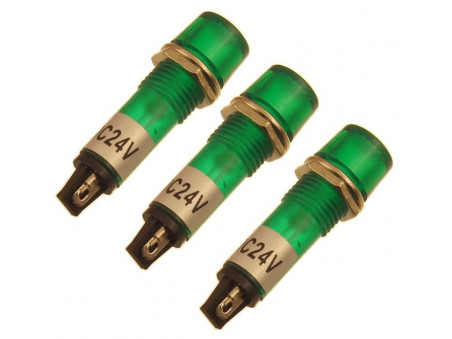 Kontrolka zasilania 10mm XD10-3 zielona 24V 3 sztuki