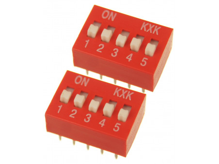 DS-05 DIP SWITCH 5 pozycyjny czerwony 2 szt.
