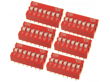 DS-07 DIP SWITCH 7 pozycyjny czerwony 6 szt.