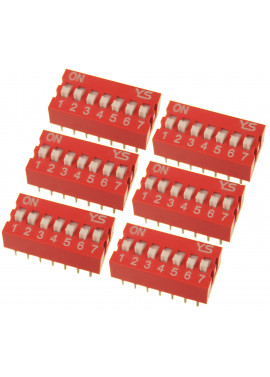DS-07 DIP SWITCH 7 pozycyjny czerwony 6 szt.