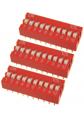 DS-10 DIP SWITCH 10 pozycyjny czerwony 3 szt.