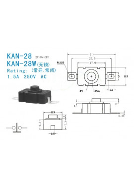 KAN-28/2pins 18*12 Switch/1.5A 250V Self Lock Button