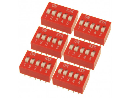 DS-05 DIP SWITCH 5 pozycyjny czerwony 6 szt.