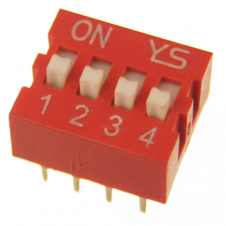 DS-04 DIP SWITCH 4 pozycyjny czerwony 2 szt.