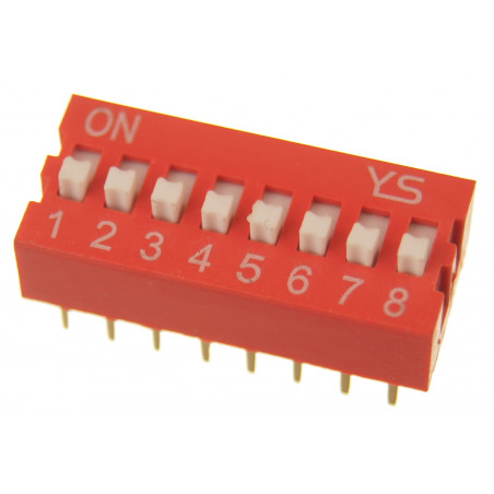 DS-08 DIP SWITCH 8 pozycyjny czerwony 1 szt.