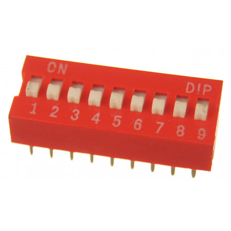 DS-09 DIP SWITCH 9 pozycyjny czerwony 1 sztuka