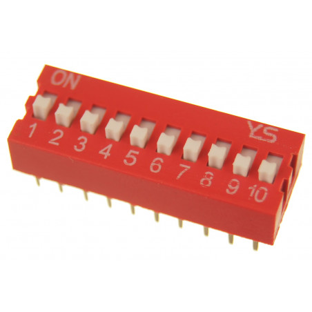 DS-10 DIP SWITCH 10 pozycyjny czerwony 1 szt.