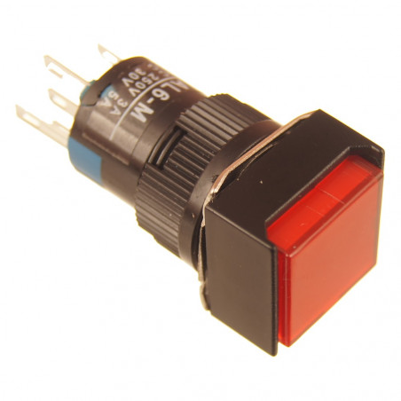 Przycisk kwadratowy AL6-M czerwony podświetlany