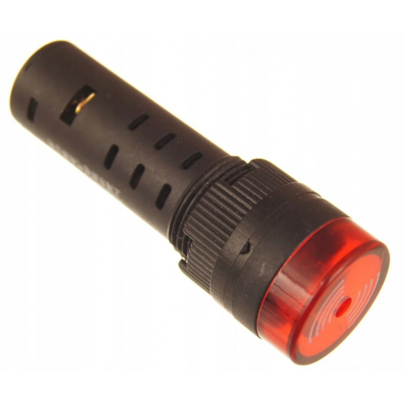 Kontrolka zasilania 16mm 24V czerwona z buzzerem